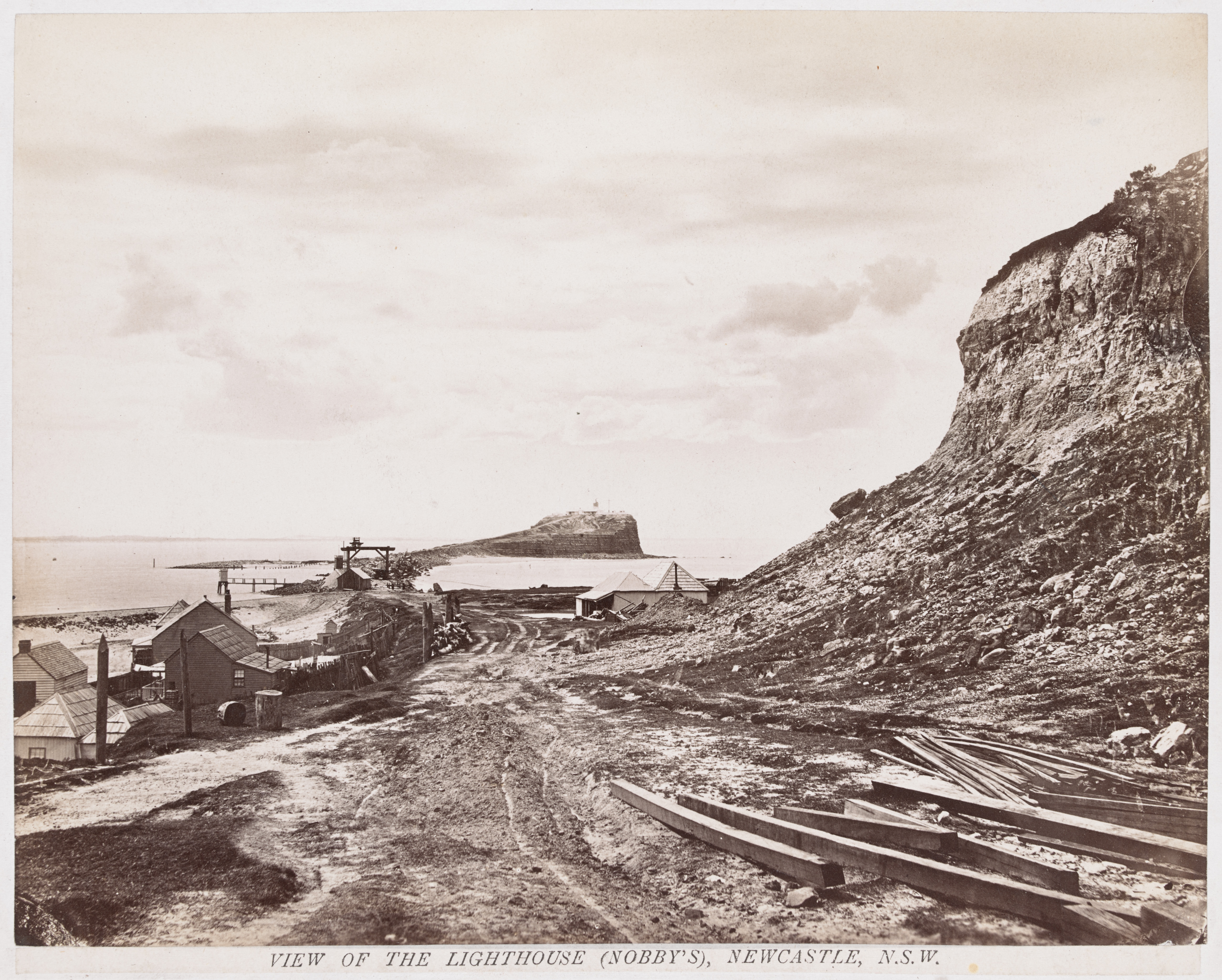 View of Lighthouse (Nobby's) Newcastle (H141652-Courtesy of the State Library of Victoria)