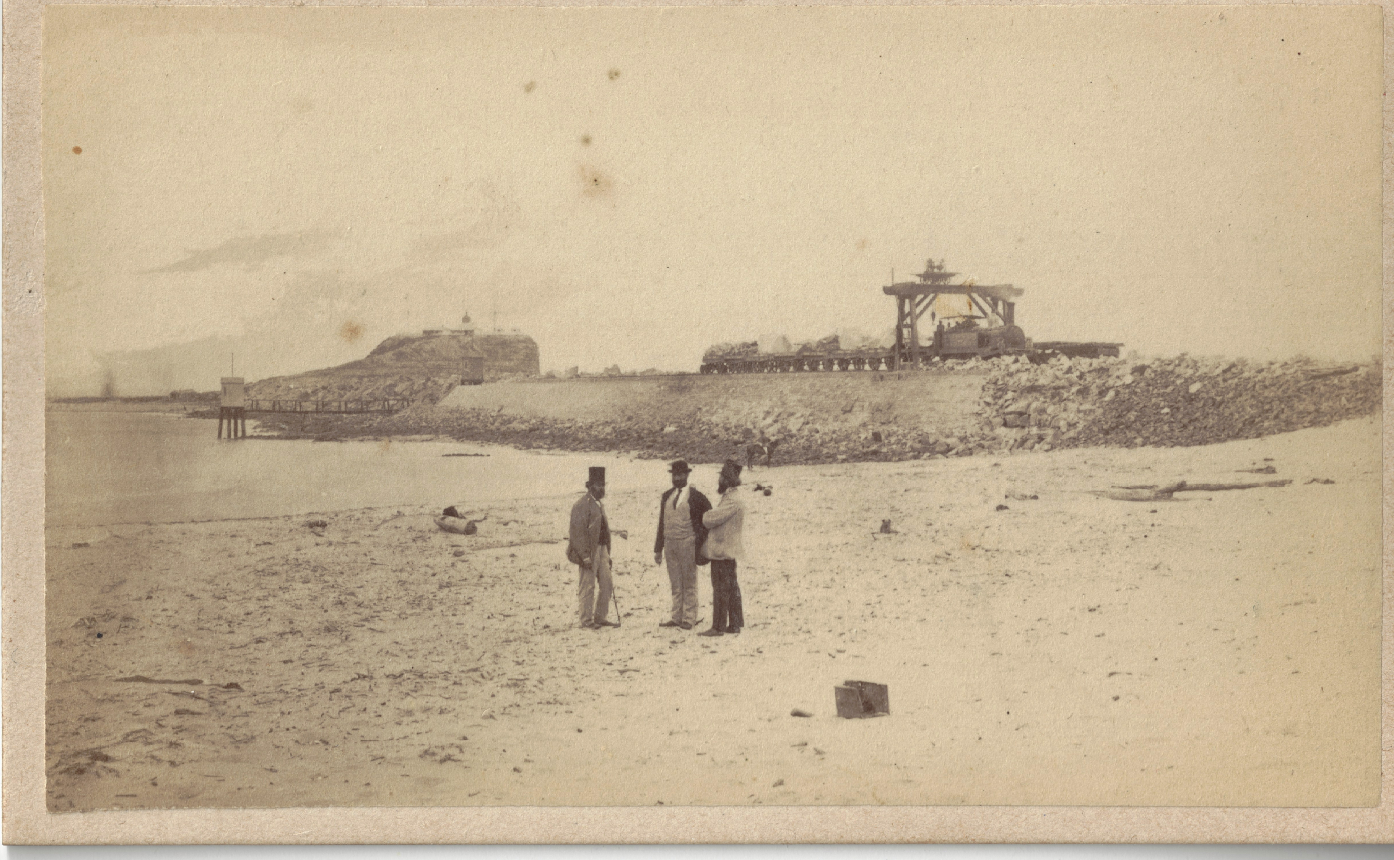 Newcastle Breakwater, circa 22 October 1870 - 1 December 1870 (Photo Credit: Digitised by Anne Glennie from Glennie Family Albums) Click for larger view