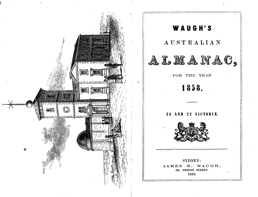 Title Page of Waugh's Australian Almanac for the Year 1858.