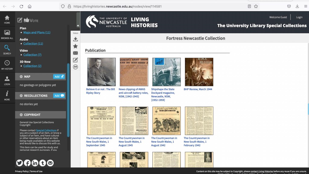 The Fortress Newcastle Collection on the University of Newcastle's Living Histories site