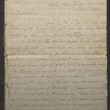 First leaf of Eliza Nowlan's Letter or Diary 16th December 1822