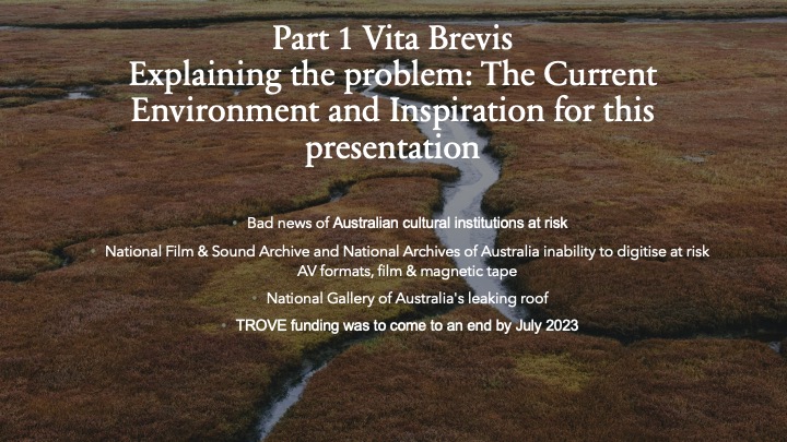 Part 1: Vita Brevis - Explaining the Problem, The current environment and inspiration for our presentation (Slide 3)