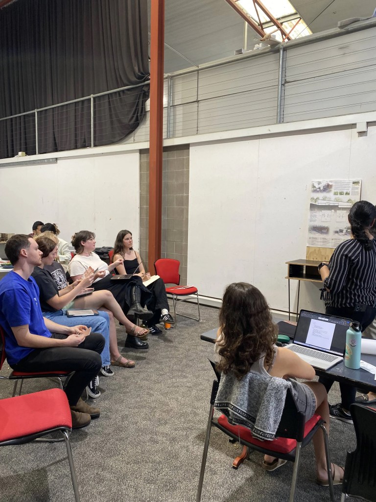 Elective members pitching ideas to the Exhibition Committee in the Architecture Design Studio