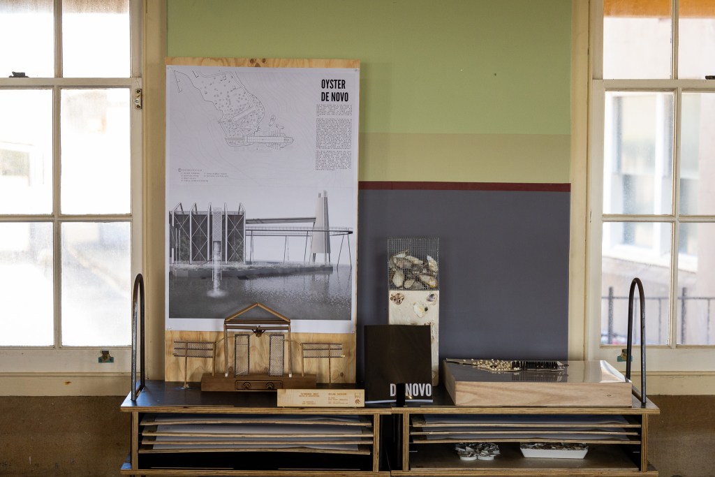 The display plinths for the exhibition
