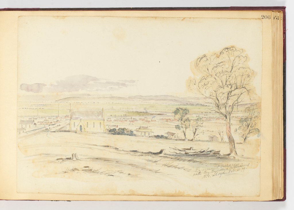 21 February 1879 f.206 Raymond Terrace with the Hunter and Williams by H.G. Lloyd (Courtesy of Dixon Library, SLNSW)