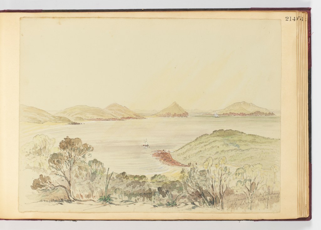 8th March 1879 f.214 Entrance to Port Stephens by H.G. Lloyd (Courtesy of Dixon Library, SLNSW)