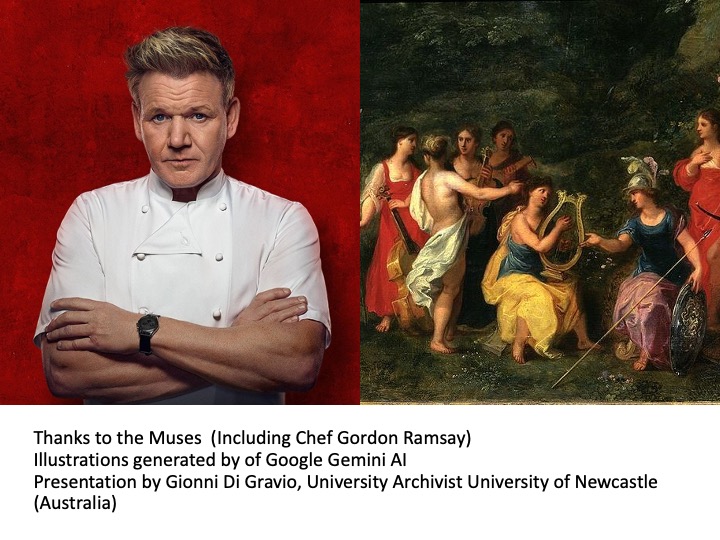 Images of Gordon Ramsay and The Nine Muses as inspirations for this presentation. We thank you.