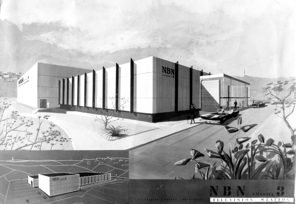 Early concept design for the NBN Channel 3 Studios at Mosbri Cresent, Newcastle, 1961. (Courtesy NBN Archives)