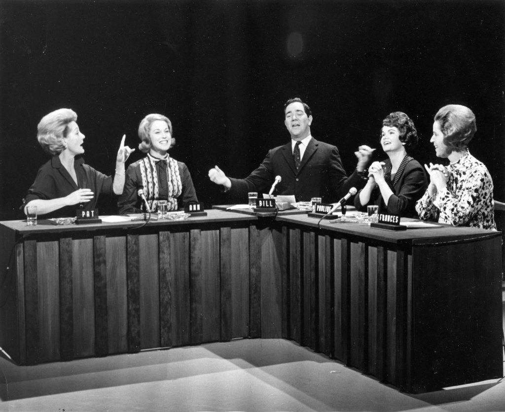 Talking Point with Bill Dorset and Pat, Ann, Pauline and Frances. Note the future star of Number 96! (Courtesy of the NBN Archive)