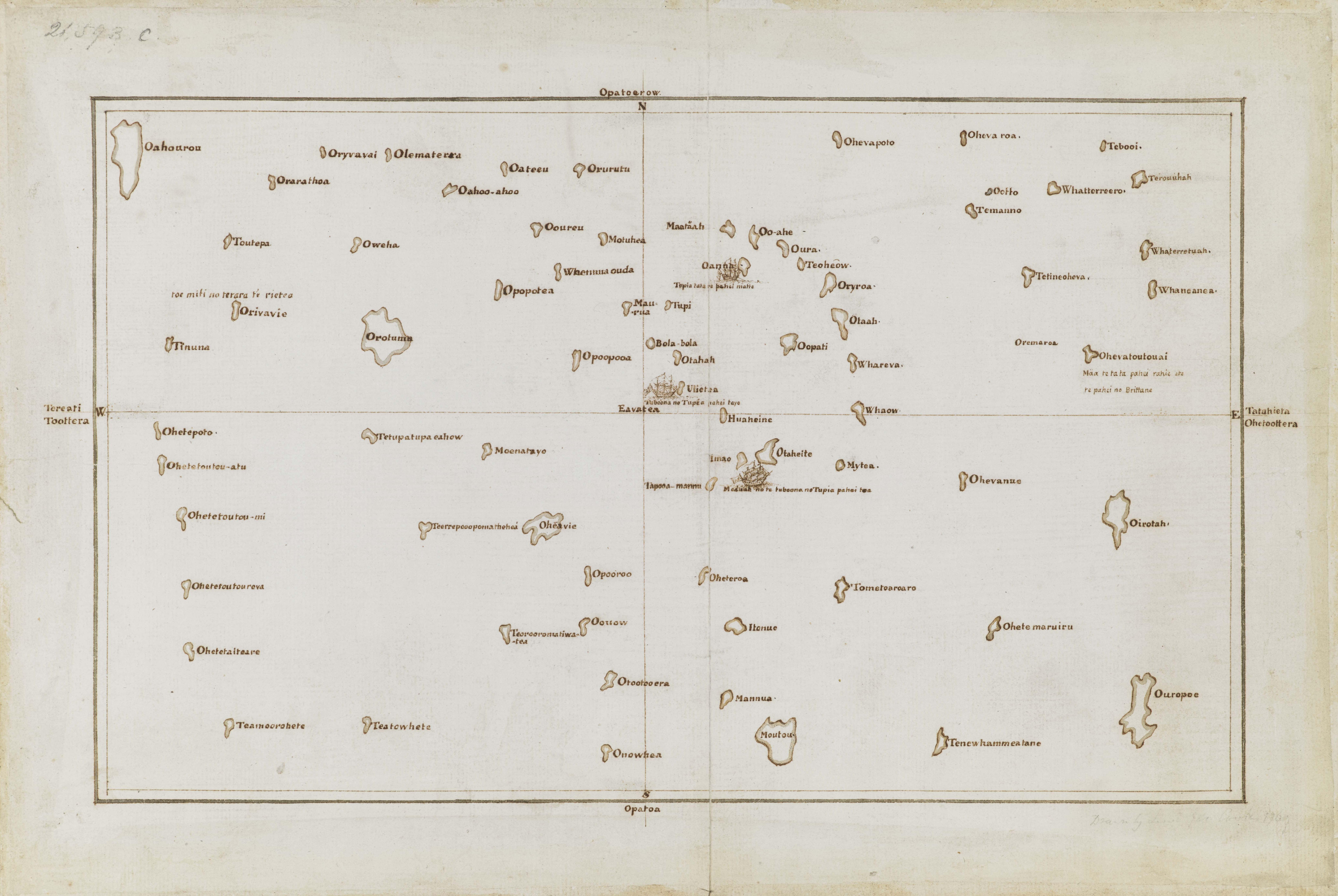 Tupaia’s Map, 1770, British Library, London, © British Library Board BL Add MS 21593.C (Courtesy https://www.uni-potsdam.de/en/iaa-cult/staff/schwarz/tupaias-map)