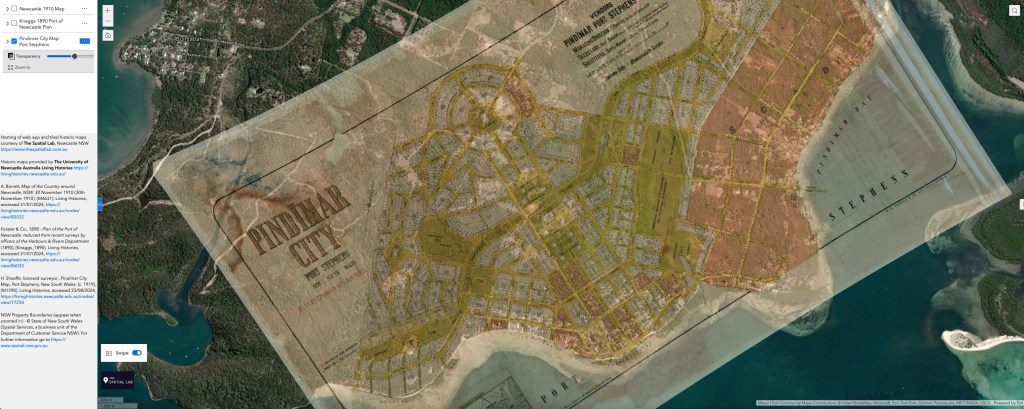Pindimar City (1919) Concept for Australian Capital City by H. Sheaffe, licensed surveyor., Pindimar City Map, Port Stephens, New South Wales. [c. 1919], [M1590]