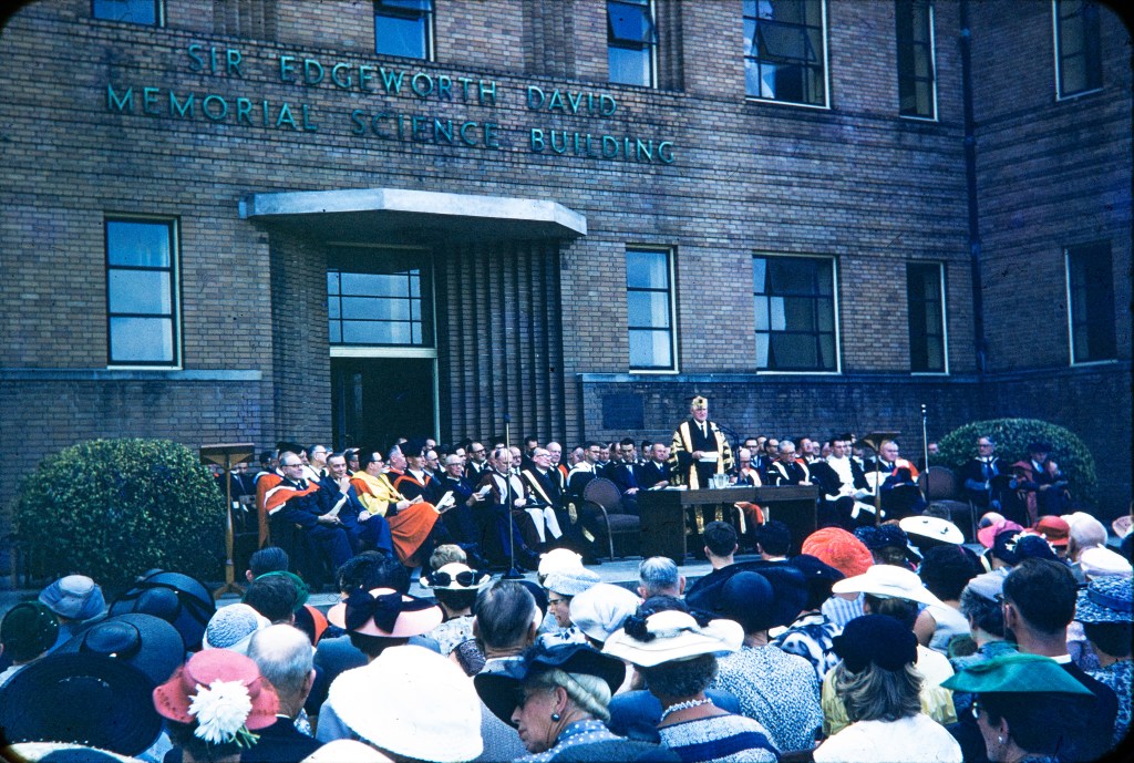 Newcastle University College Graduation Ceremony, 22 March 1957. Photograph taken by Beryl Buckler. [Courtesy of Geoff Barcan, son of Beryl Barcan, nee Buckler)