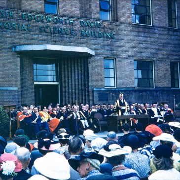 Newcastle University College Graduation Ceremony, 22 March 1957. Photograph taken by Beryl Buckler. [Courtesy of Geoff Barcan, son of Beryl Barcan, nee Buckler)