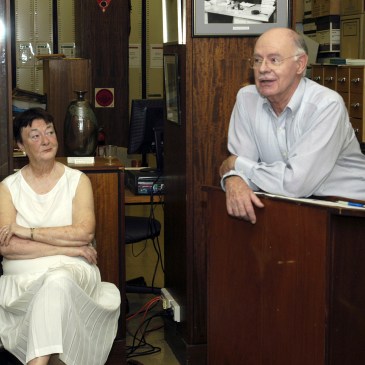 Master of Ceremonies Emeritus Professor Ken Dutton with Pat Flowers whose history in education as a librarian dates back to 1943.