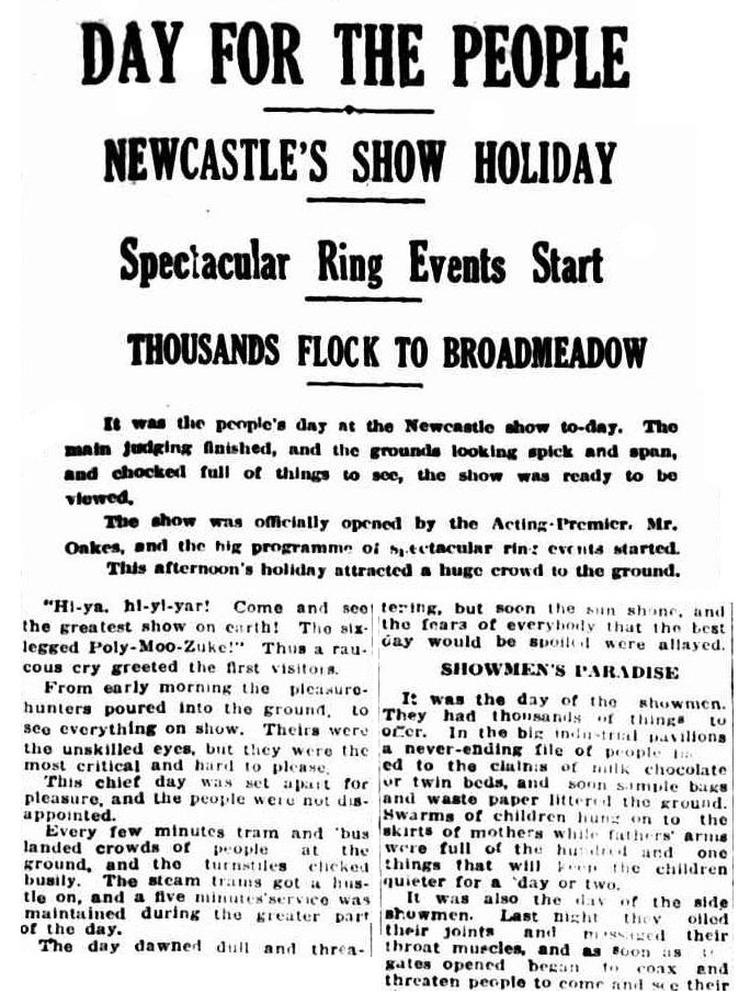 Day for the People Newcastle Show Holiday