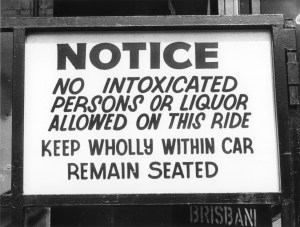 The Newcastle Show. Notice On The Ghostbuster Ride. 28 February 1985. Photographer: Stefan Moore.