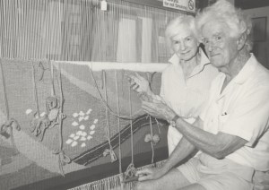 Mrs Mary and Mr Larry Beeston creating the Hunter Tapestry at the University of Newcastle, Australia - 1988