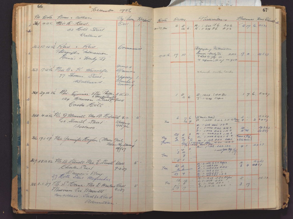 Sample page from Hannan Register for December 1956