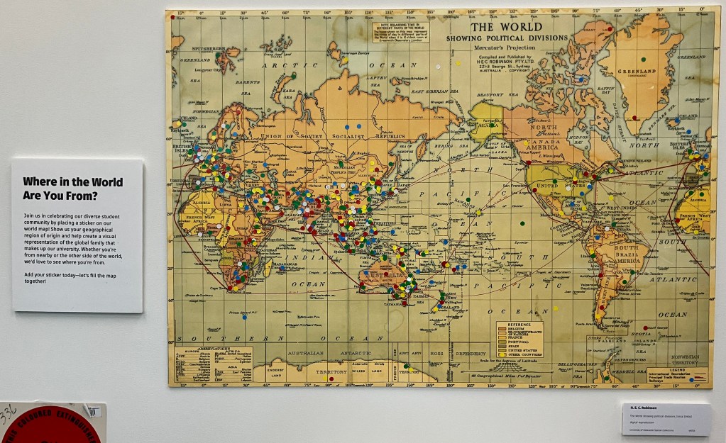 2024/2025 University of Newcastle cohort of students, staff and community visitors to Unrolled Exhibition let us know where in the world they come from.