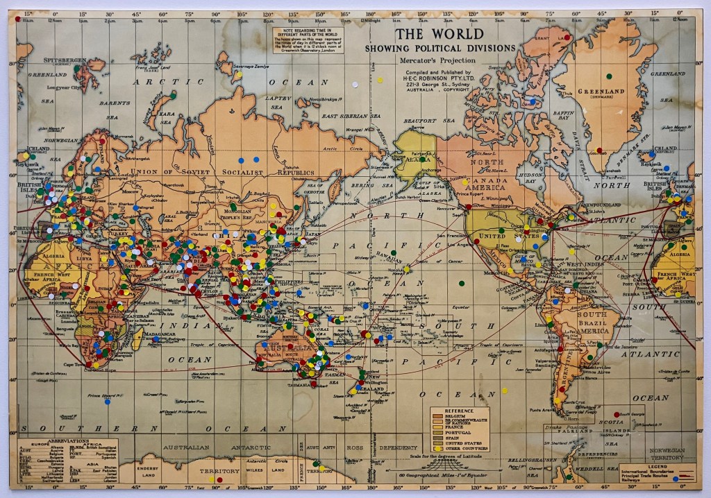 2024/2025 University of Newcastle cohort of students, staff and community visitors to Unrolled Exhibition let us know where in the world they come from.