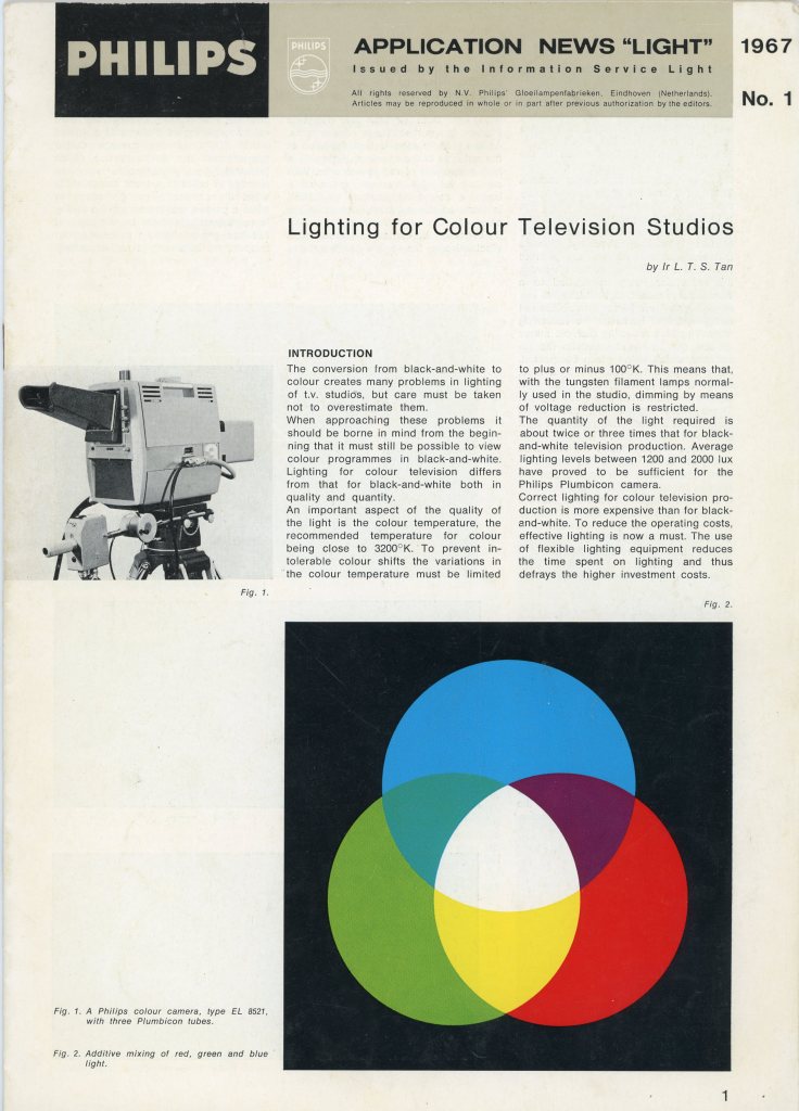 Philips brochure - Application News "Light" 1967 No.1. "Lighting for Colour Television Studios"