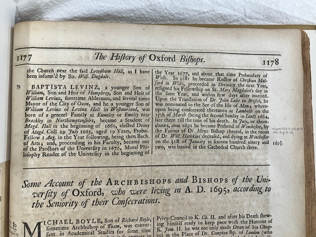 Entry for Thomas Wood (1176) providing details on a possible identity of "Henry Wood" in Anthony Wood's Athenae Oxonienses (1721)