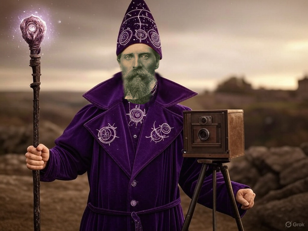Ralph Snowball as 'photographic sorcerer'. (Image generated partly by AI and Digital Photoshop work by Gionni Di Gravio)