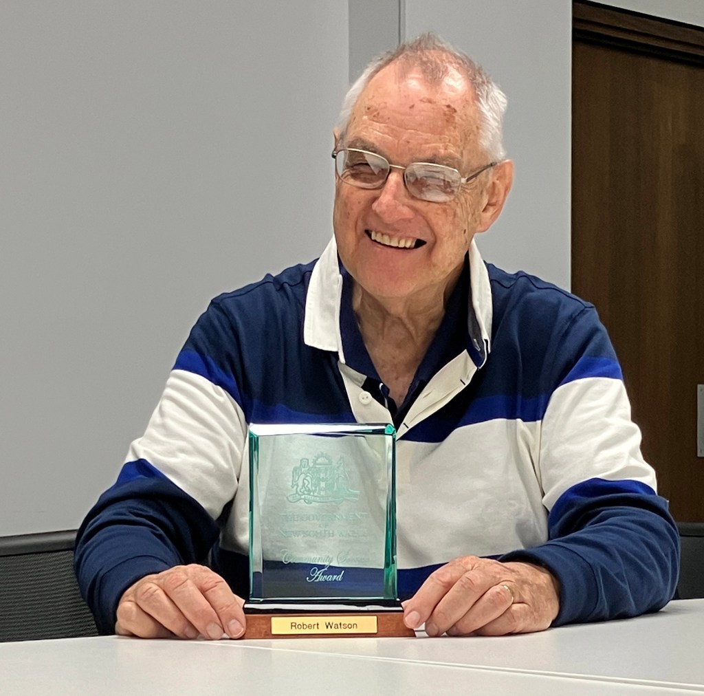 Robert Watson with his NSW Government Community Service Award