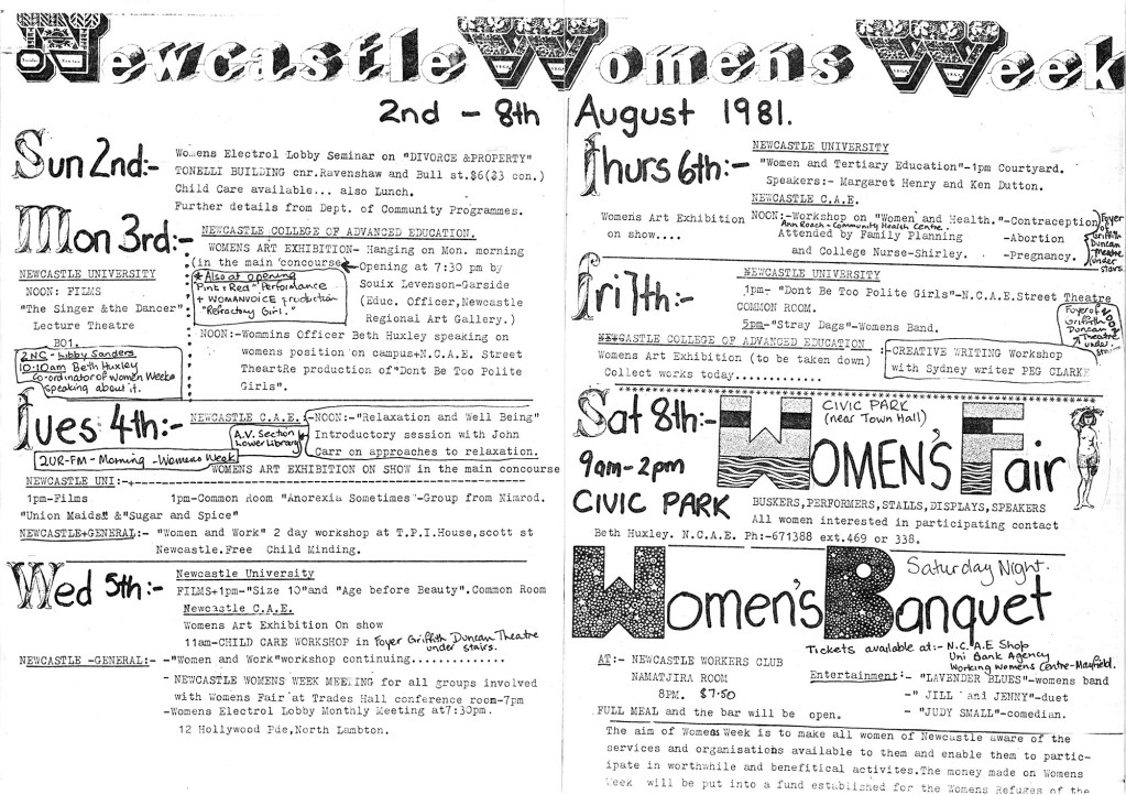 [Pamphlet] N.C.A.E .Women's Art Exhibition 3rd to 7th August 1981 as part of Newcastle Women's Week [Courtesy of Dr Jude Conway]