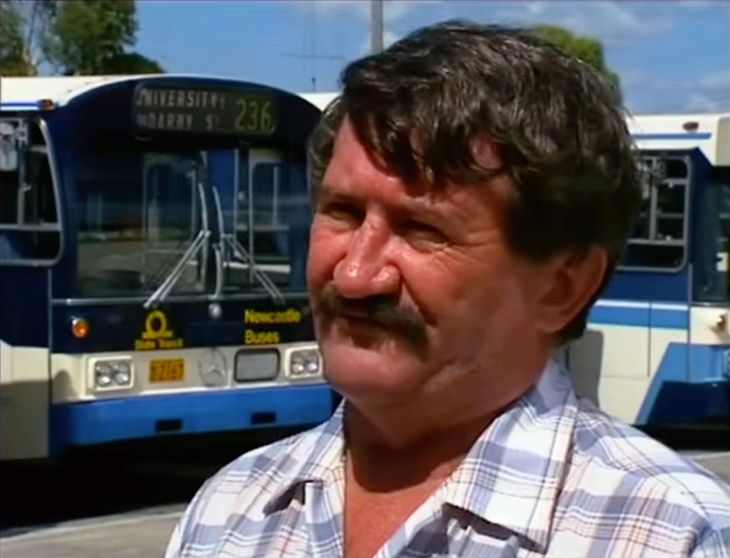 Union representative, Don Williams, Hamilton Bus Depot (With NBN Television Stuart Osland behind the camera) 28 December 1989, just prior to the Newcastle Earthquake.