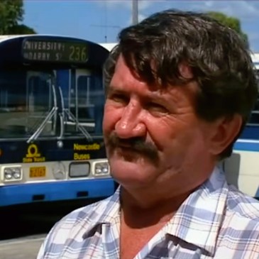 Union representative, Don Williams, Hamilton Bus Depot (With NBN Television Stuart Osland behind the camera) 28 December 1989, just prior to the Newcastle Earthquake.