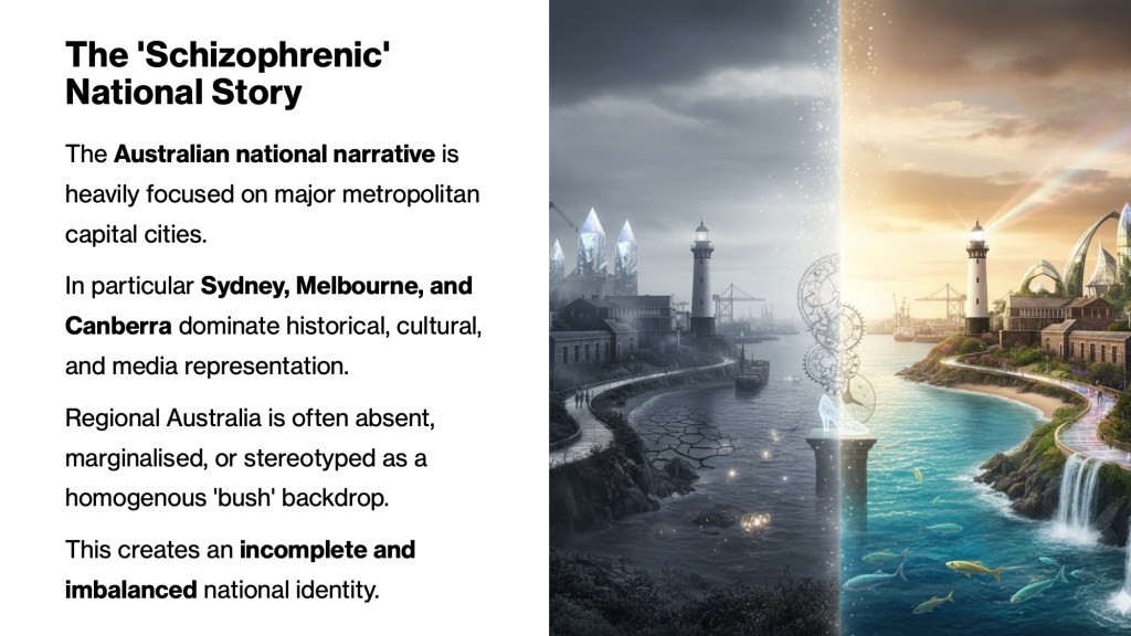 Bringing Out The Stories of Your Town (ASA2025) Slide 2 The 'Schizophrenic' National Story
