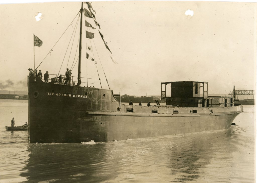 'Sir Arthur Dorman' being launched from Walsh Island Dockyard, 27 April 1925.