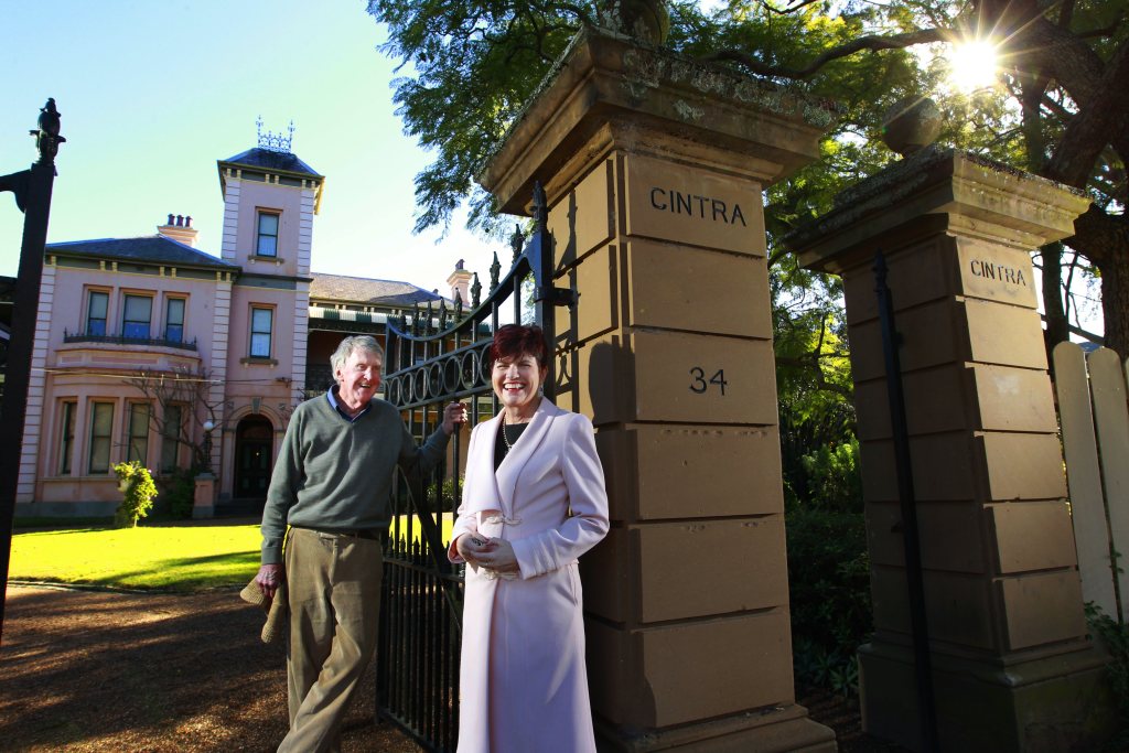 Richard Long, then owner of Cintra House with Robyn Parker NSW Minister for Heritage 2012. [Picture by Peter Stoop © Newcastle Herald/ACM.]
