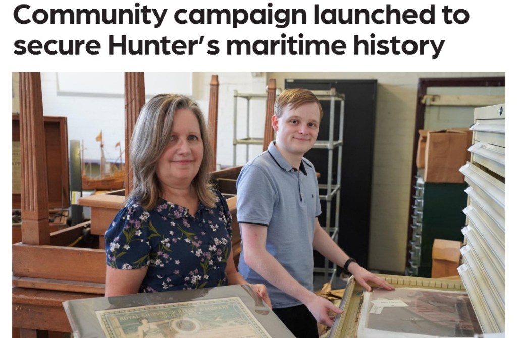 Hamish Monk (University of Newcastle Career Ready Placement student) and Dr Ann Hardy (Coordinator Digitisation & Engagement, Auchmuty Library) 