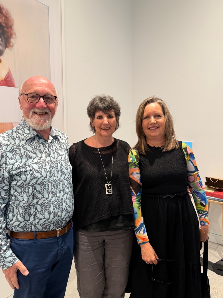 Emeritus Professor John Rostas, Kerrie Coles and Dr Ann Hardy, Newcastle Art Gallery April 2026
