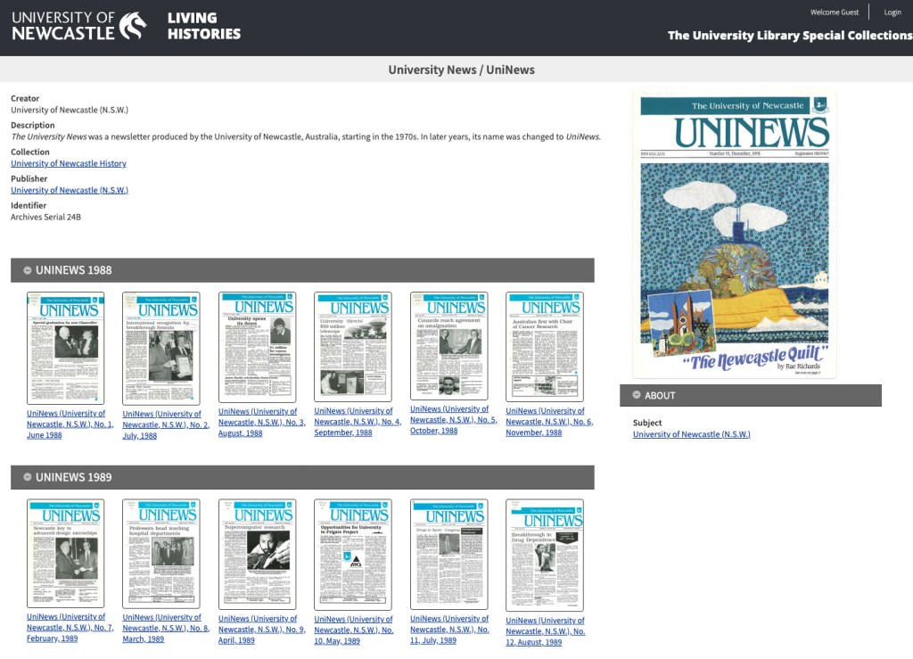 University News/Uninews on Living Histories